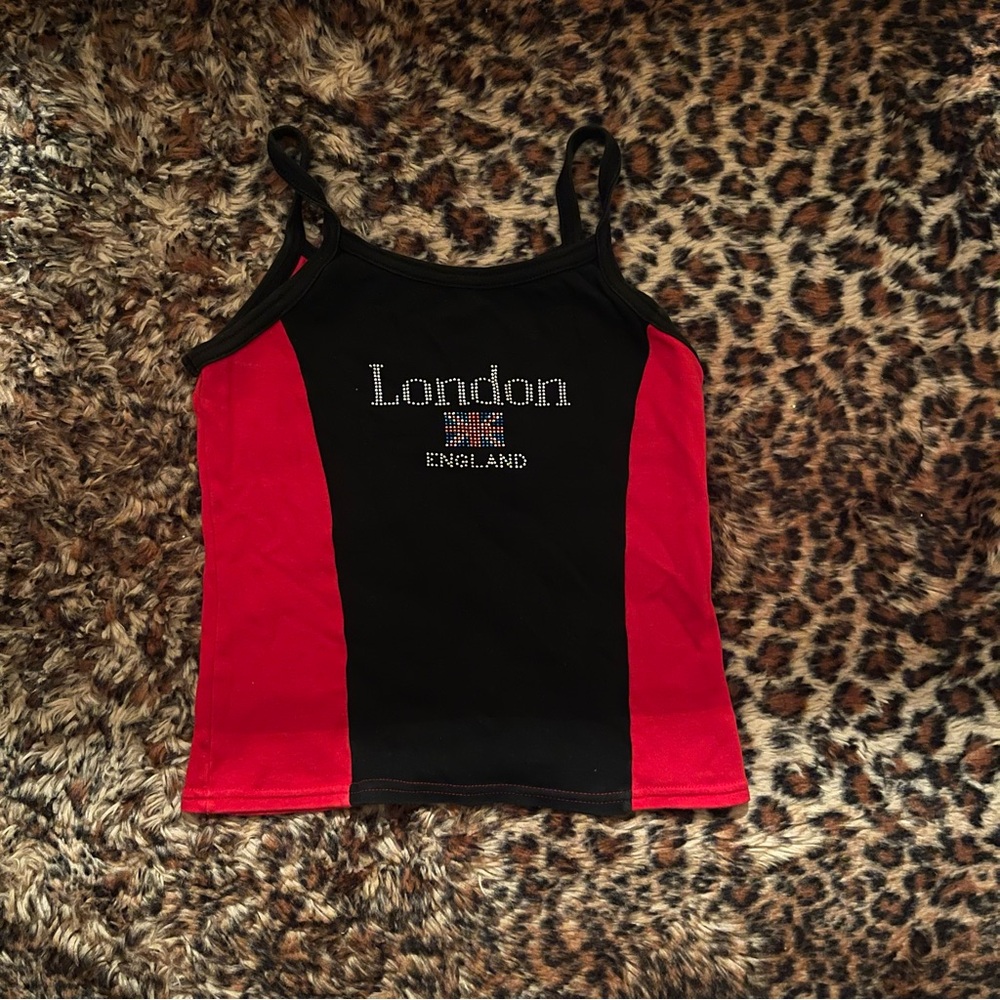 London England Black and Red Women's Top
